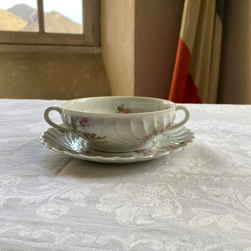 Antique porcelain floral sauce bowl