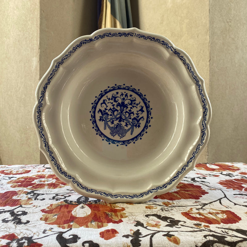 Antique Gien porcelain deep plate  |  large
