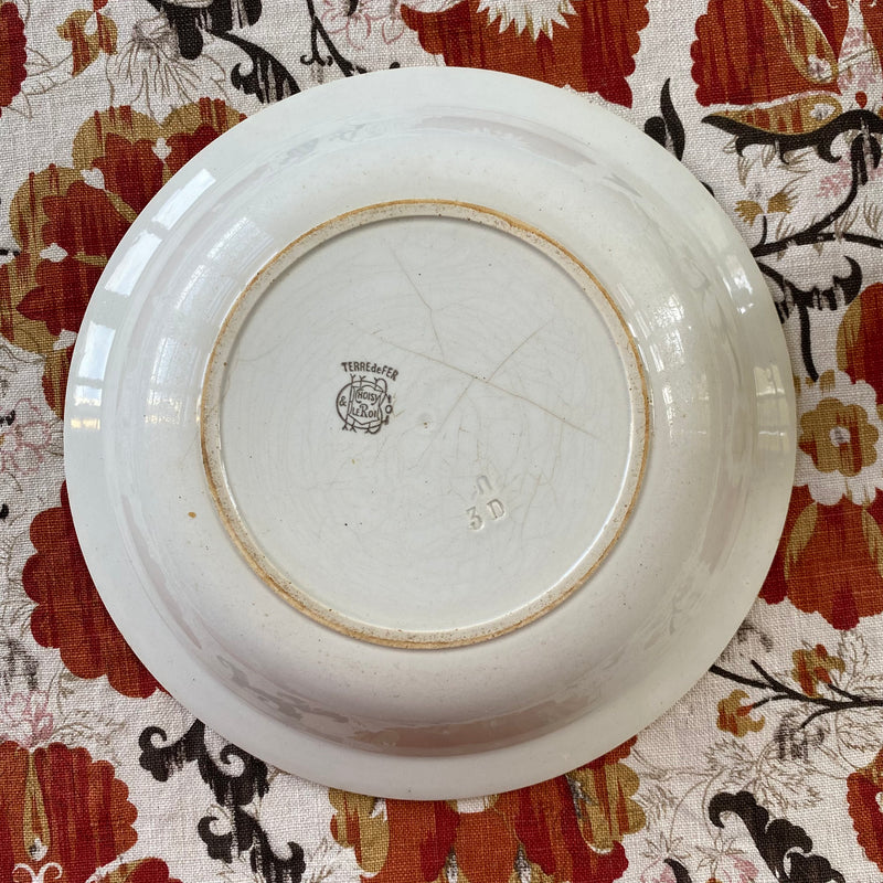 Antique French white porcelain plate