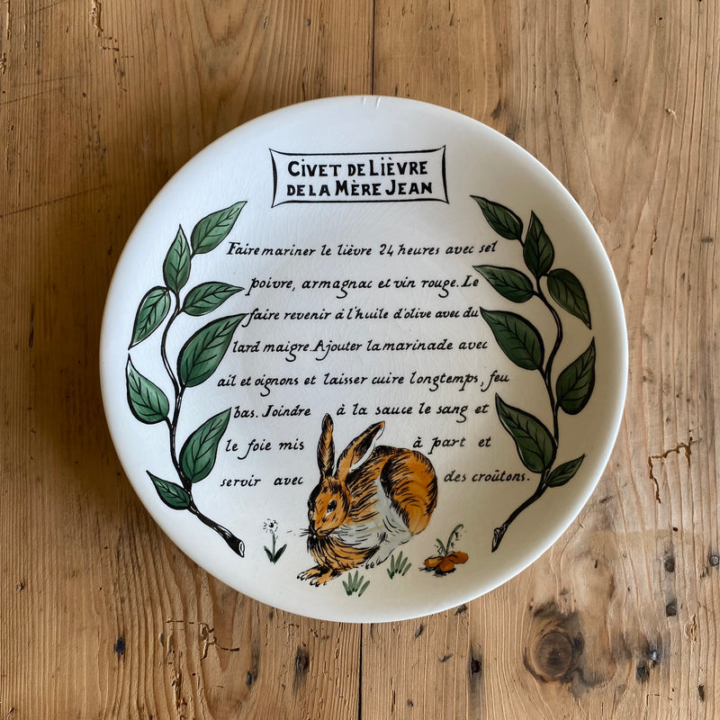 Gien "Civet de Liévre de la Mére Jean" Dinner Plate