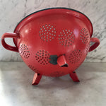 French Vintage Red Baked Enamel Colander